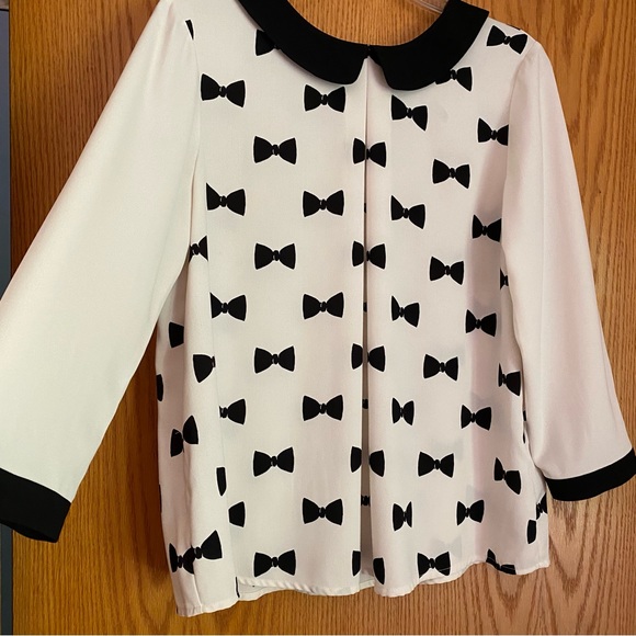 Lauren Conrad Blouse Black Bows Women Size Large - Picture 3 of 16